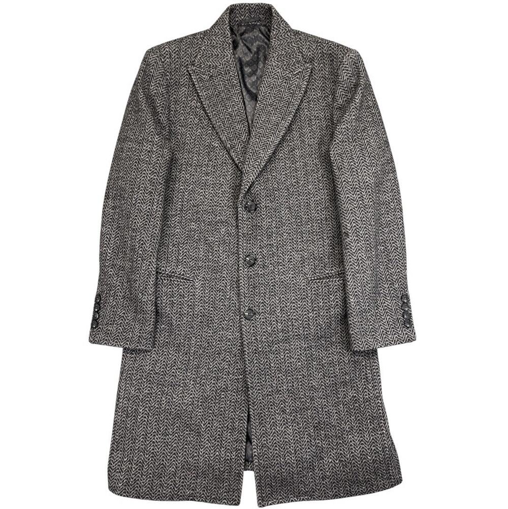 Joseph Abboud Men’s Wool Blend Herringbone Knee‑Length Overcoat M